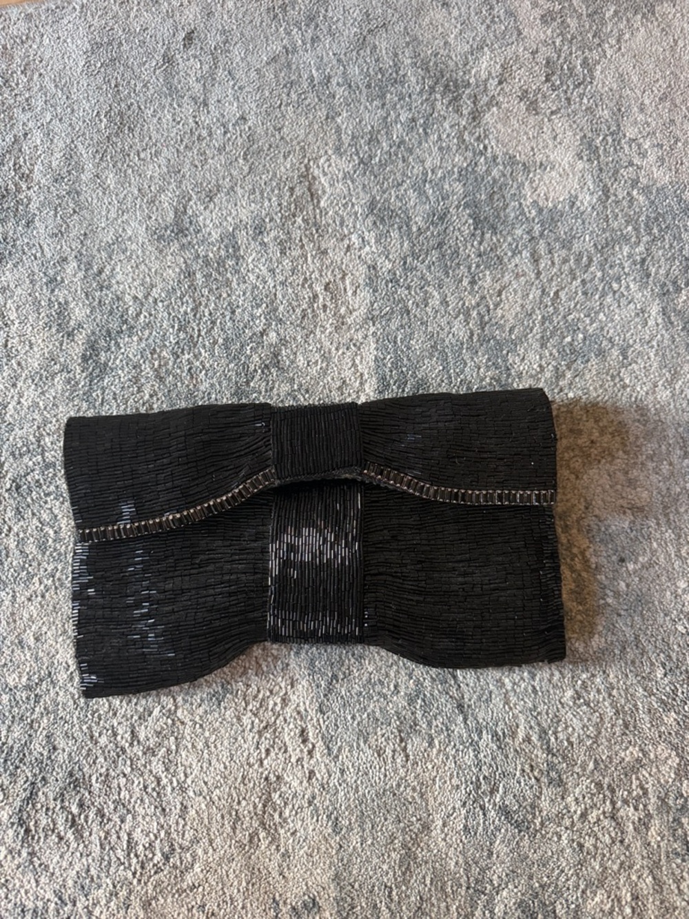 Black Beaded Bow Clutch Wristlet for Evening